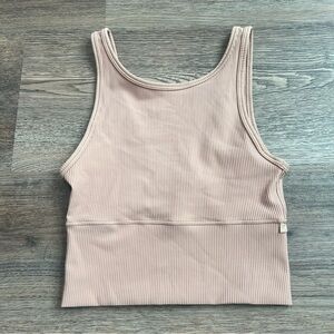 Lululemon Power Pivot Ribbed Tank Top Pink Clay Size 2 Yoga Balletcore Workout